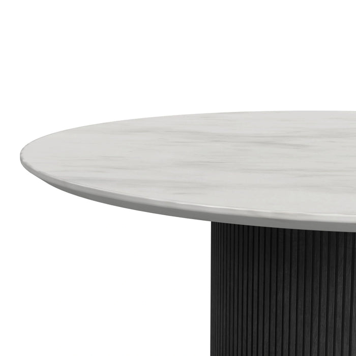 Sylvie Round Dining Table with White Faux Marble Top