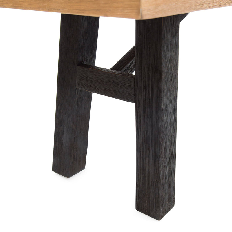 Outdoor Bench With Slat Panel Design And Acacia Wood Frame