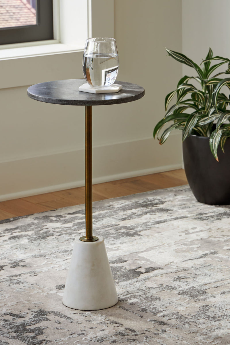 Caramont - Accent Table with White Base - Black / White / Gold Finish