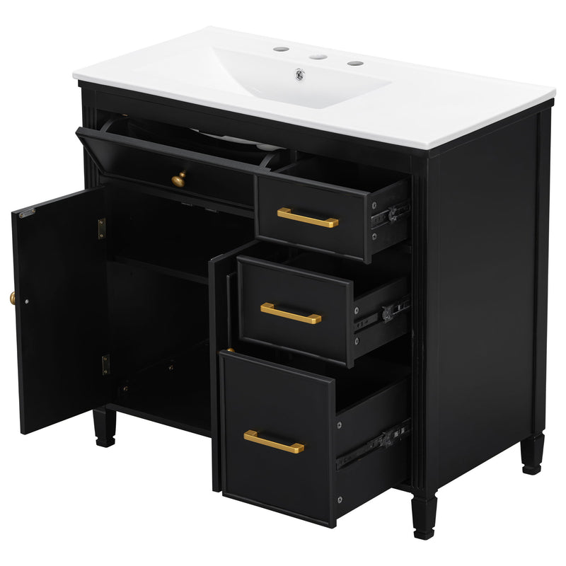 Bathroom Vanity With Sink Top, 3 Soft Closing Drawers