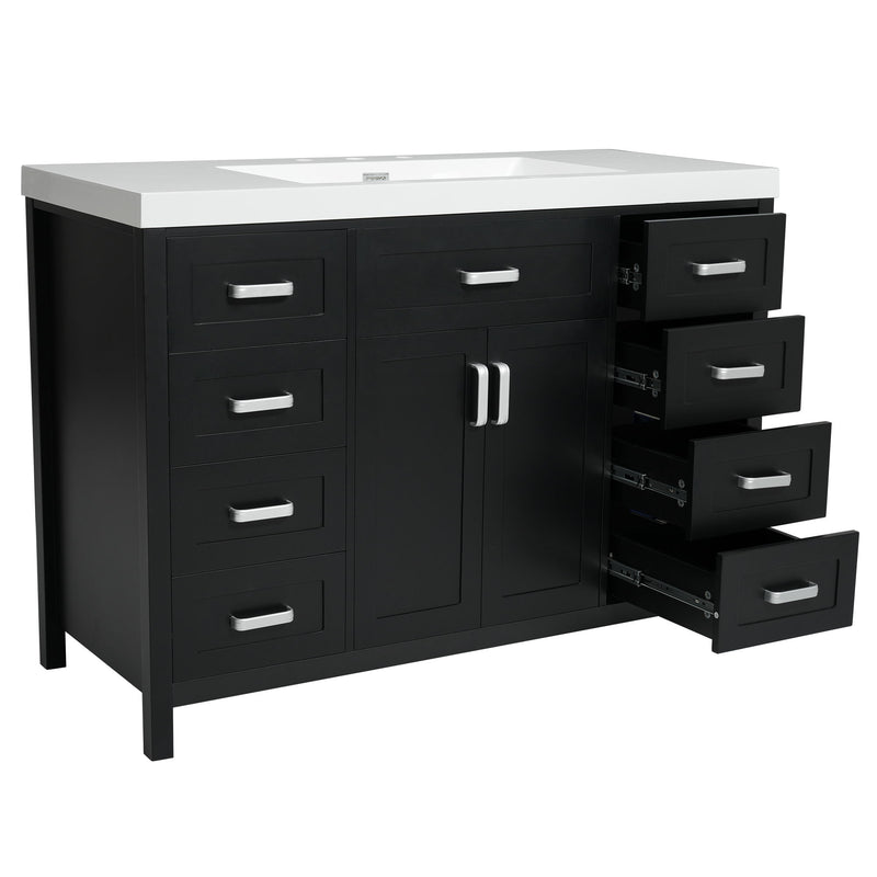 Bathroom Vanity With Sink, 2 Doors 8 Drawers, Soft Close System, Classic Design