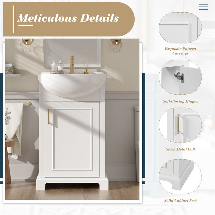 20" Bathroom Vanity With Bulged Sink, Freestanding Single Vanity Set, Soft Close Door