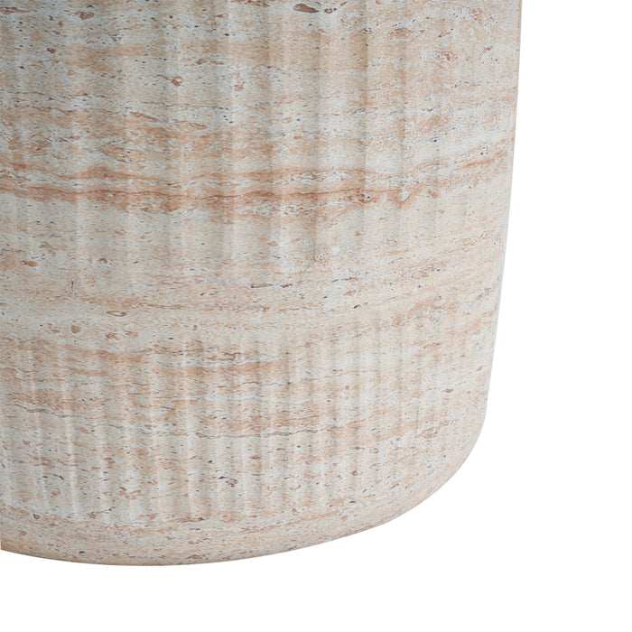 Stylish Outdoor / Indoor Lightweight Concrete Side Table With Travertine - Beige