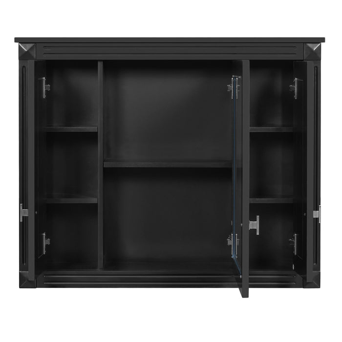 Wall Mounted Bathroom Cabinet With Mirror And 5 Shelves, Rectangular Design