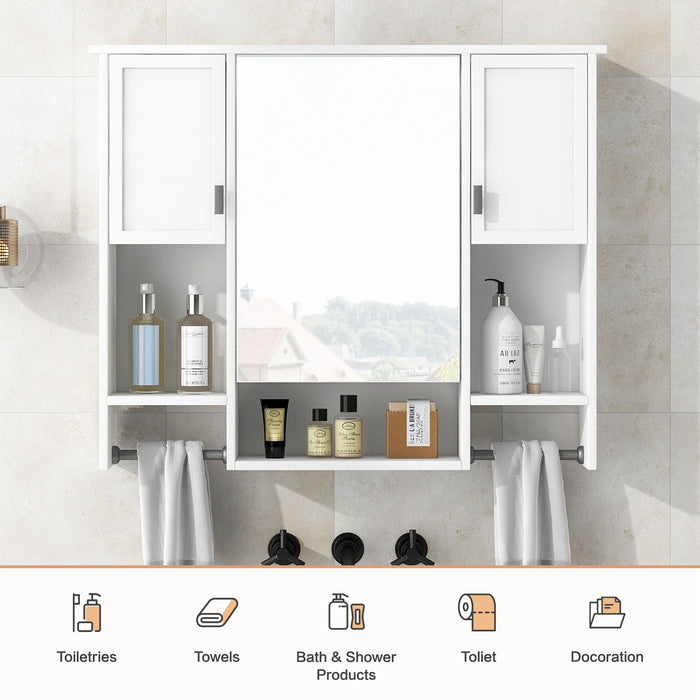Wall Mounted Bathroom Storage Cabinet With Mirror, Medicine Cabinet With Towel Bar