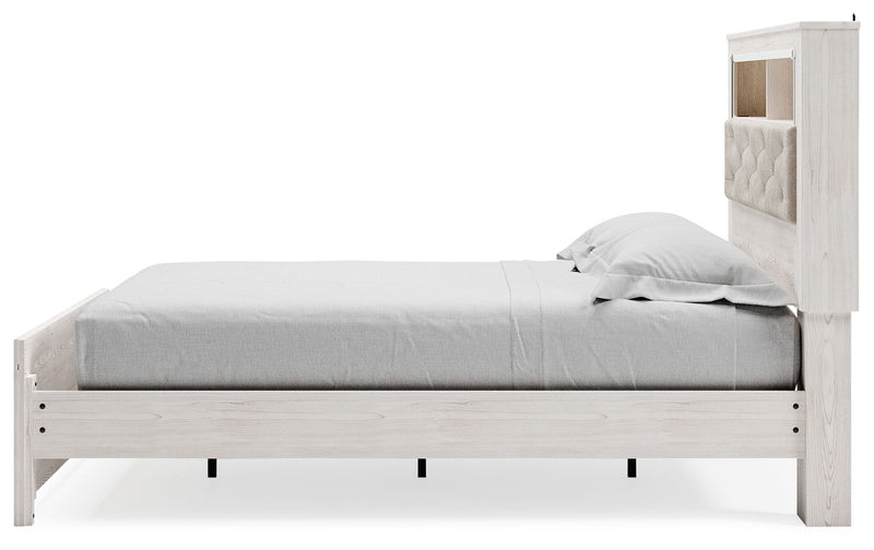 Altyra - Queen Panel Bookcase Bed With Roll Slats - White