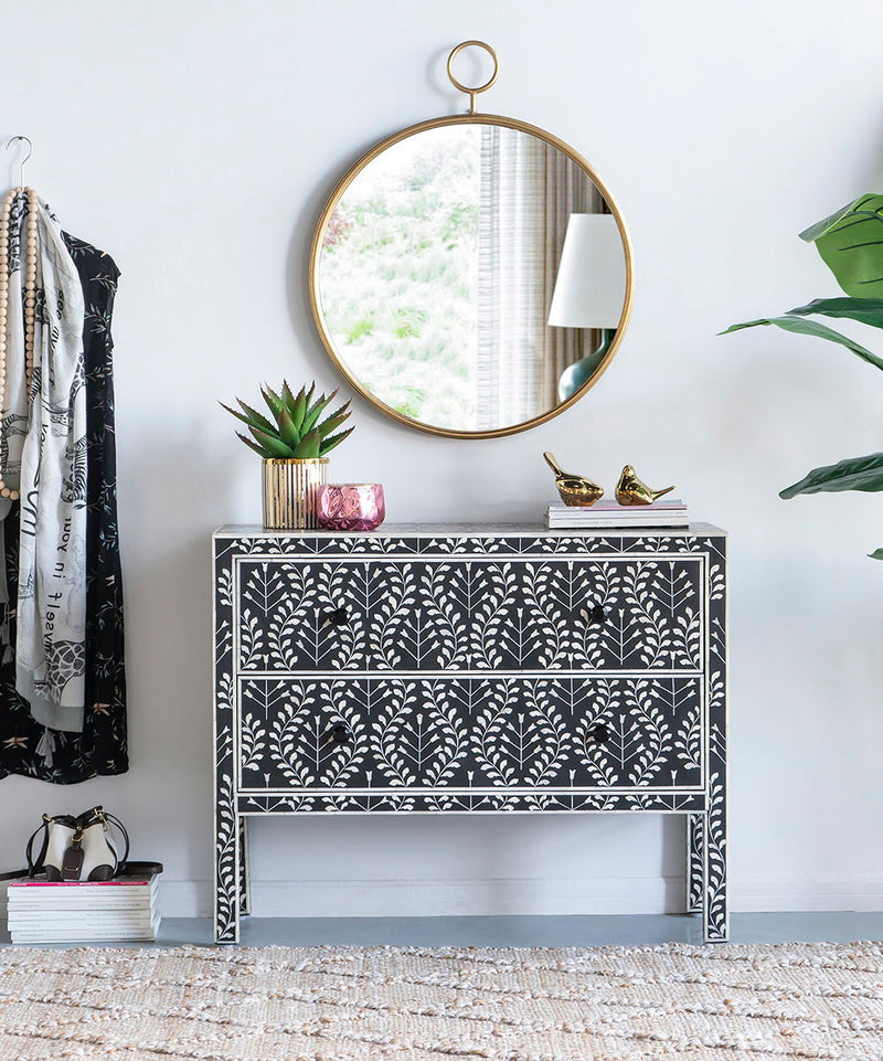 Circle Wall Mirror With Iron Frame, Accent Mirror For Living Room