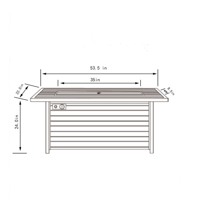 Propane Gas Fire Pit Table, 50000 Btu, Rectangular For Outside - Light Beige