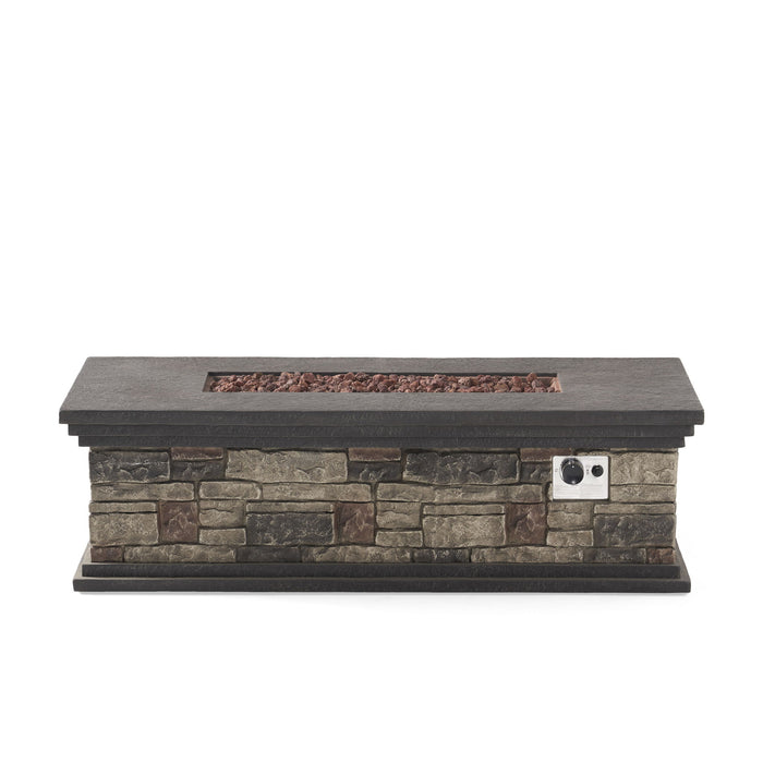 Contemporary Rectangle Fire Pit 50, 000 Btu Magnesium Oxide - Stone Gray