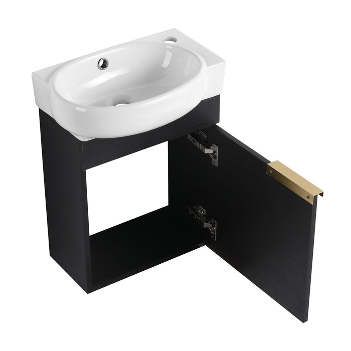 Soft Close Doors Bathroom Vanity With Sink, Compact Wall Mounted Design Basin