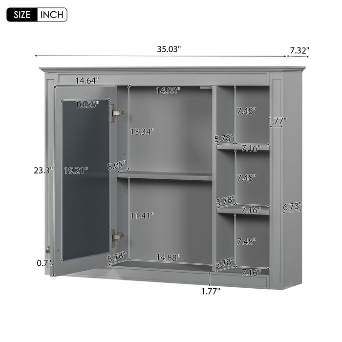 Bathroom Vanity With Mirror Cabinet, Single Sink With 2 Soft Closing Doors And 4 Drawers
