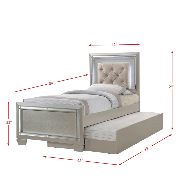 PLATINUM YOUTH TTWIN PLATFORM W/ TRUNDLE 6PC BEDROOM SET