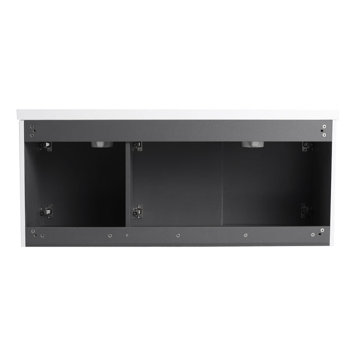 Contemporary Wall Mounted Bathroom Vanity With Resin Double Sink