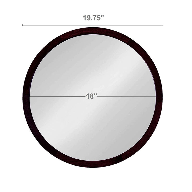 Circle Wall Mirror With Wooden Frame, Wall Mirror For Living Room