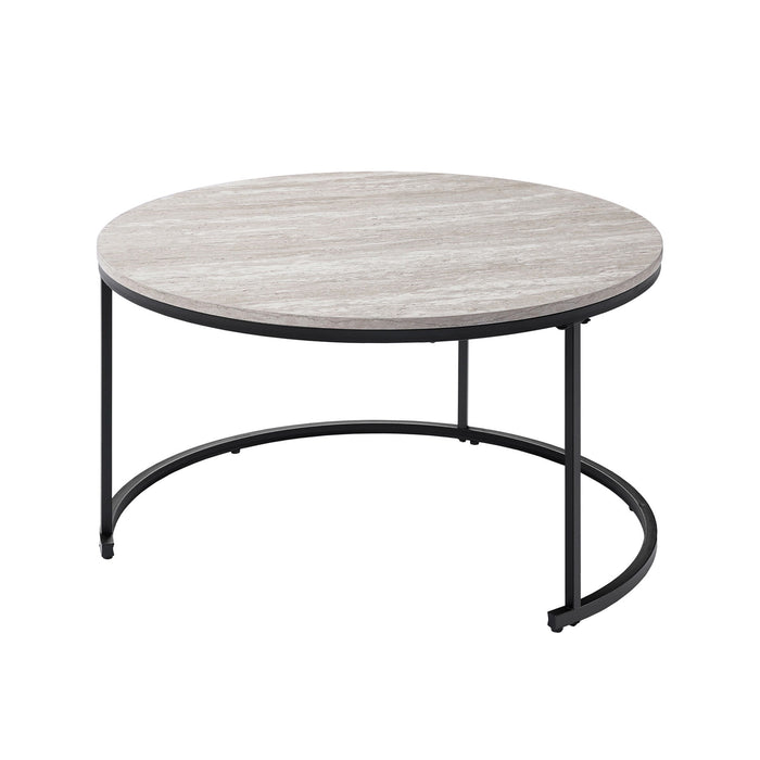 Forma - 4 Piece Occasional Set (1 Coffee, 1 Large End Table & 1 Stool, 1 Small End Table) - Black / White / Gray