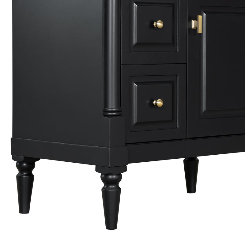 Modern Bathroom Vanity With Sink, Freestanding Cabinet With Flip Drawer & Adjustable Shelf
