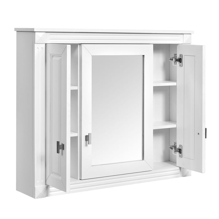 Wall Mounted Bathroom Cabinet With Mirror And 5 Shelves, Rectangular Design