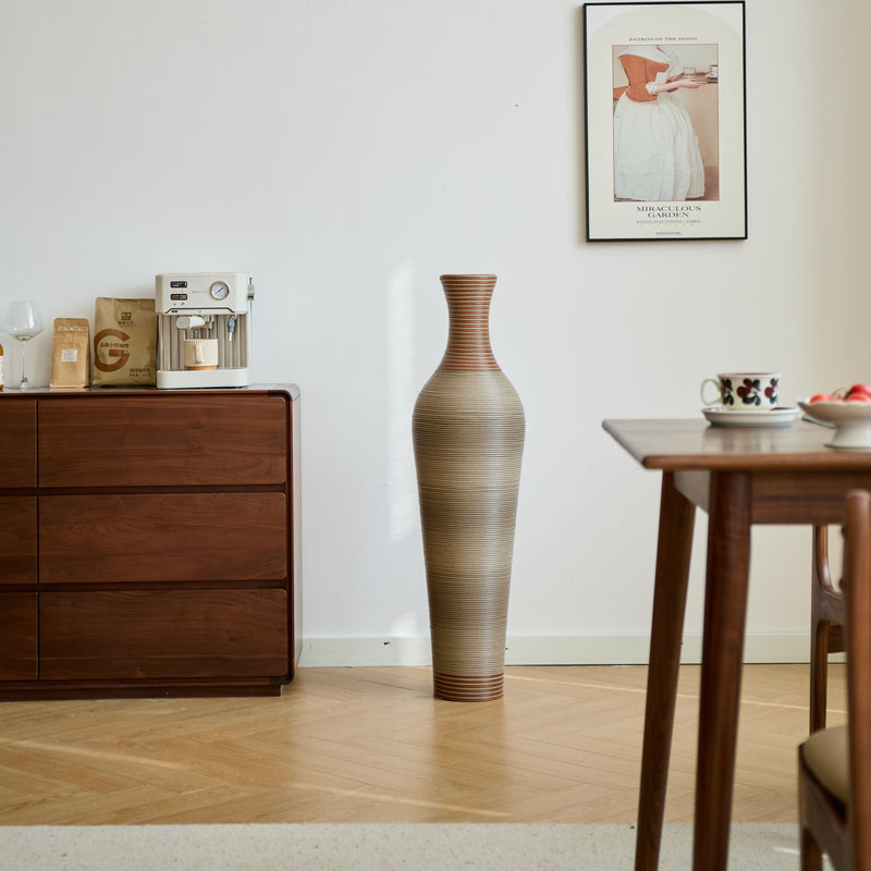 Tall Vase - Brown Decorative Floor Vase, Classic Neat Floor Vase Tall Freestanding Flower Holder, Artificial Rattan Vase, Floor Vase, Flower Holder For Home Decor - Gray