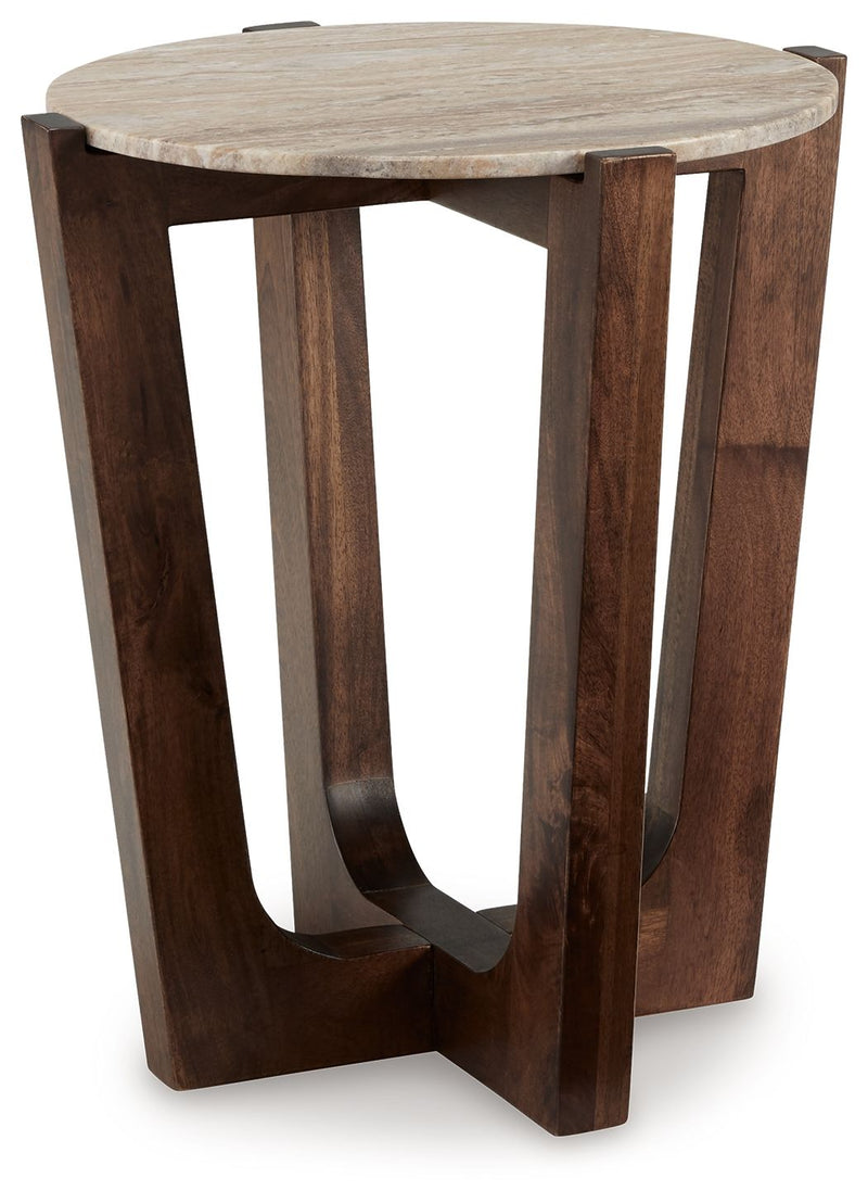 Tanidore - Round End Table - Warm Brown