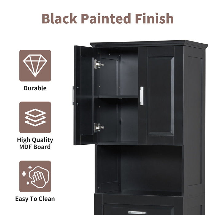 Tall Bathroom Cabinet With Tilt-Out Laundry Basket And Upper Storage