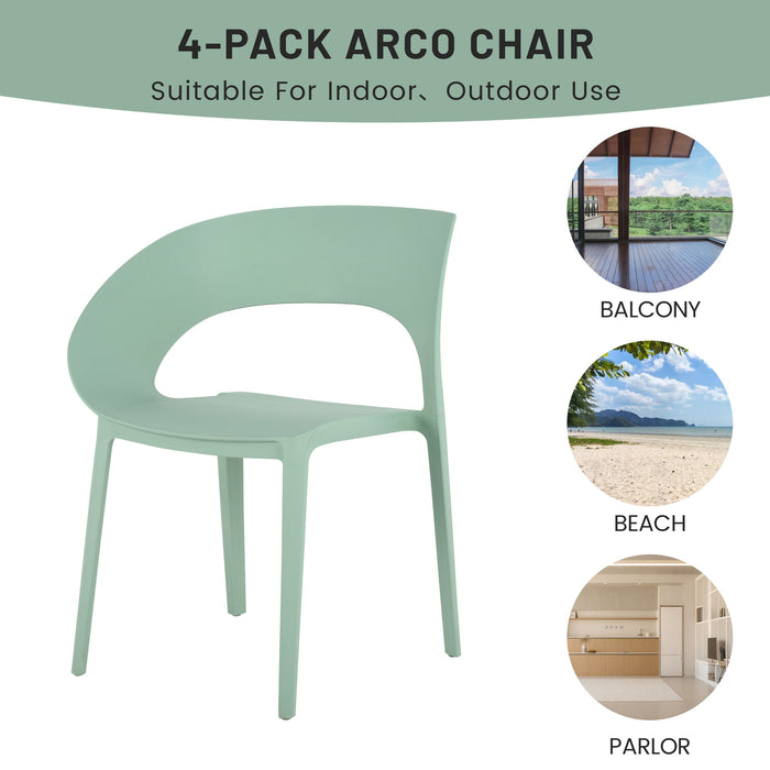 4 Piece Set Of Modern Designed Single Chairs With Long Table