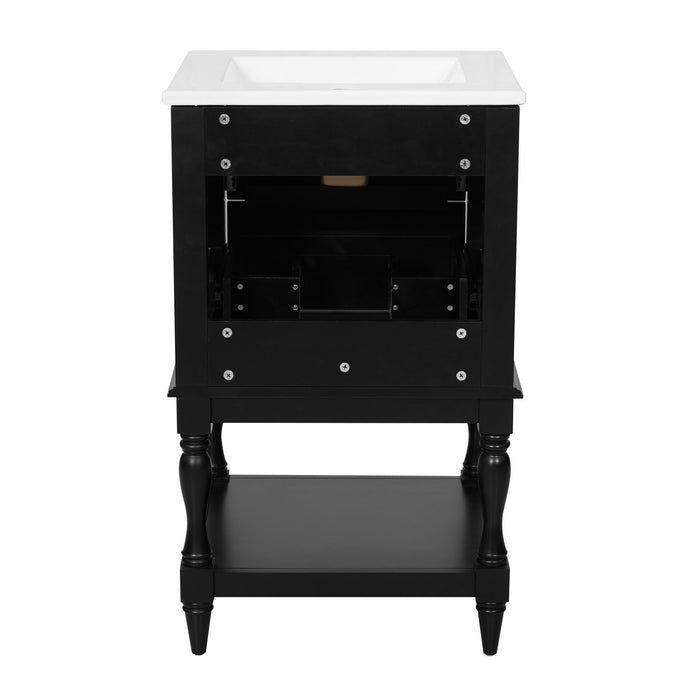 Retro Design Bathroom Vanity With Sink, 2 Drawer Storage Cabinet
