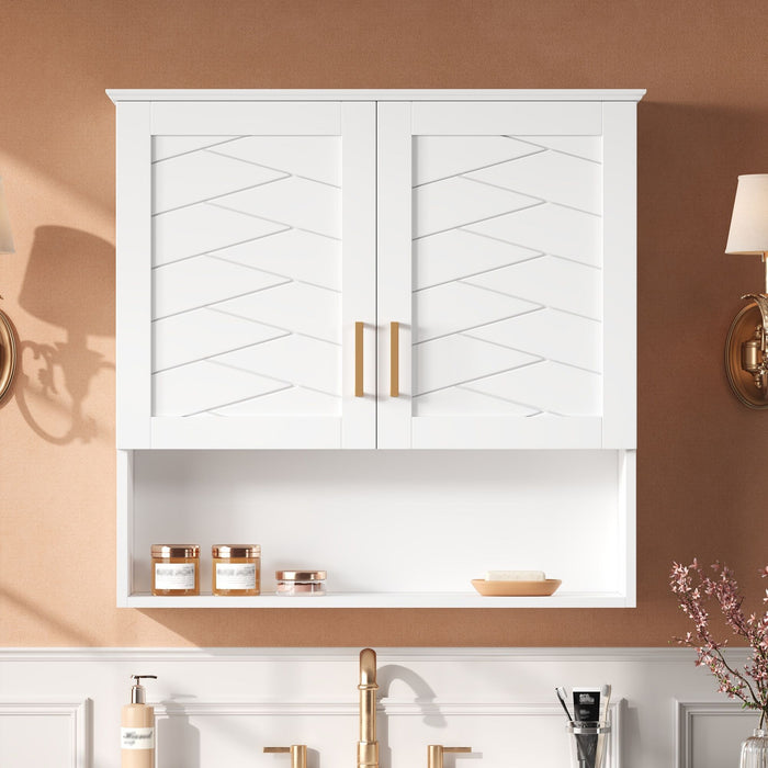 30" Bathroom Cabinet With Adjustable Shelf, Wall Mounted Medicine Cabinet - White