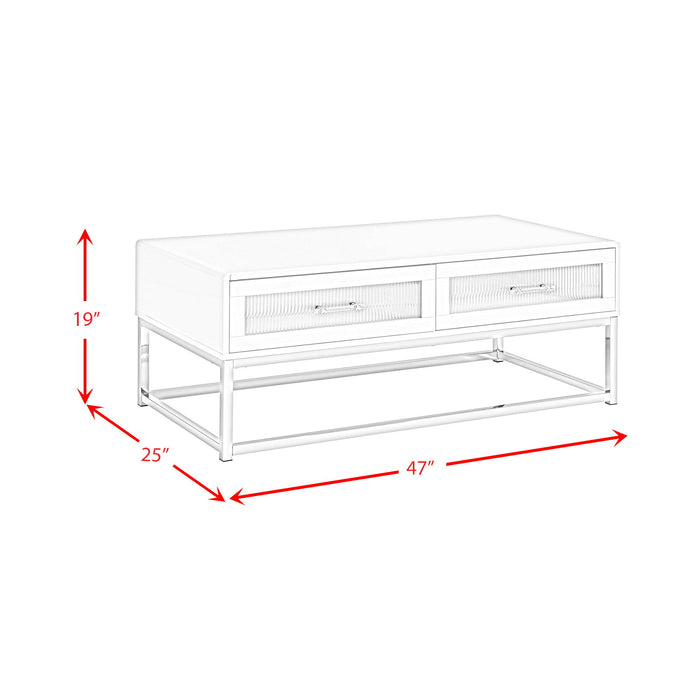 Chandra - Coffee Table With LED And Battery Pack - Glossy White