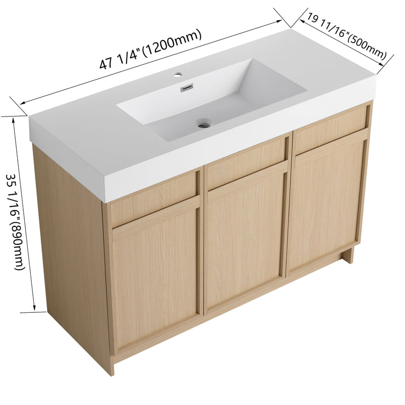 Freestanding Bathroom Vanity With Resin Sink & Soft Close Cabinet Doors