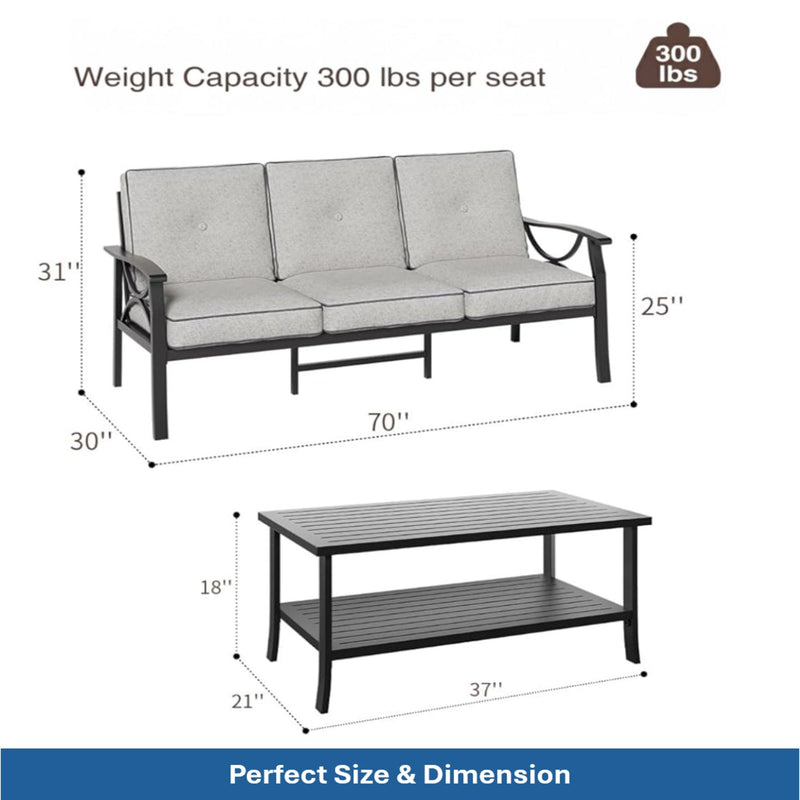 Patio Furniture Set With Coffee Table And Cushions For Backyard