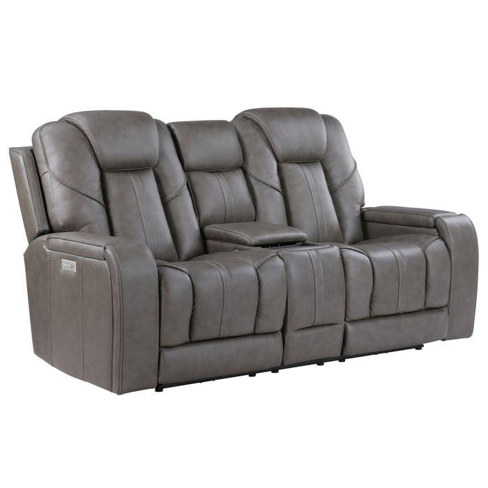Daniel - 3 Piece Triple-Power Leather Reclining Set - Gray