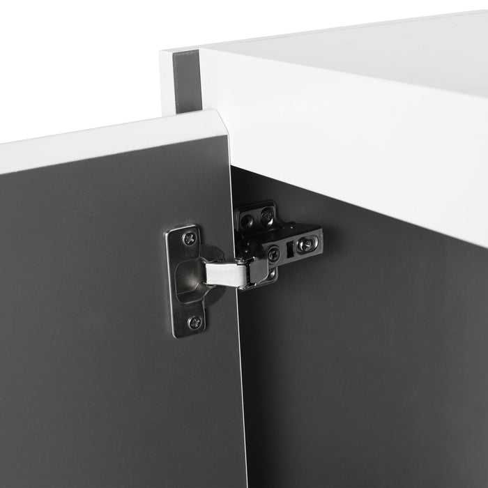 Wall Mounted Bathroom Vanity With Resin Sink And 2 Side Cabinet, 3 Soft Close Drawer - Brown Ebony