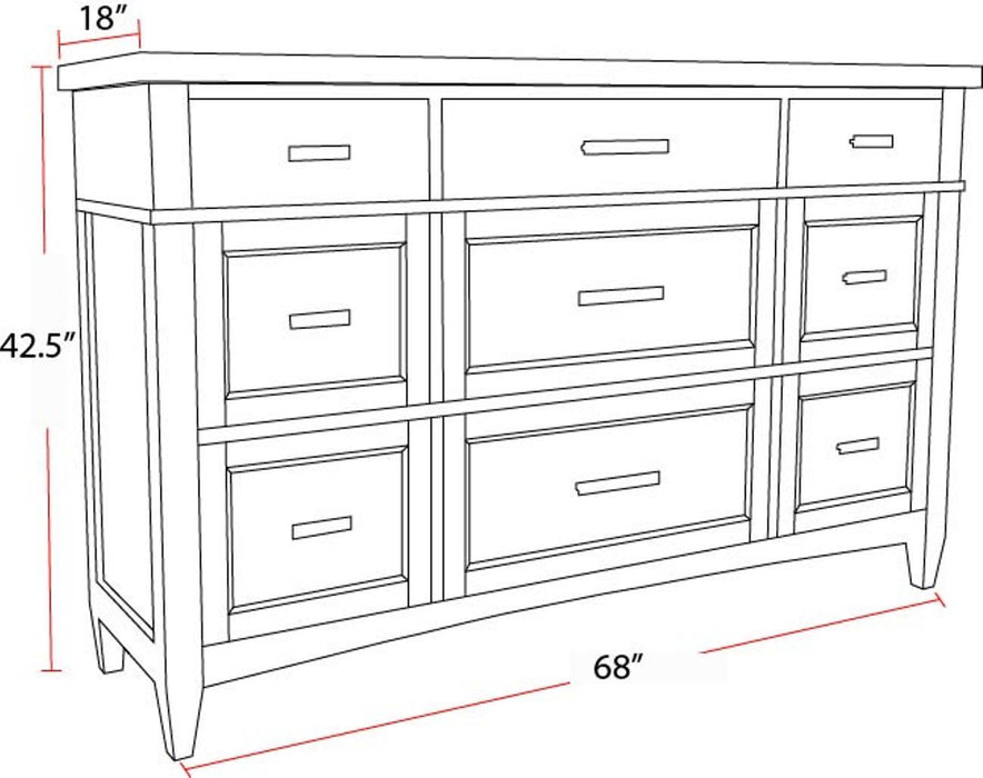 Americana Modern Bedroom - 9 Drawer Dresser