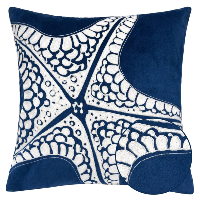 Seastar Starfish Pillow Cover - Indigo