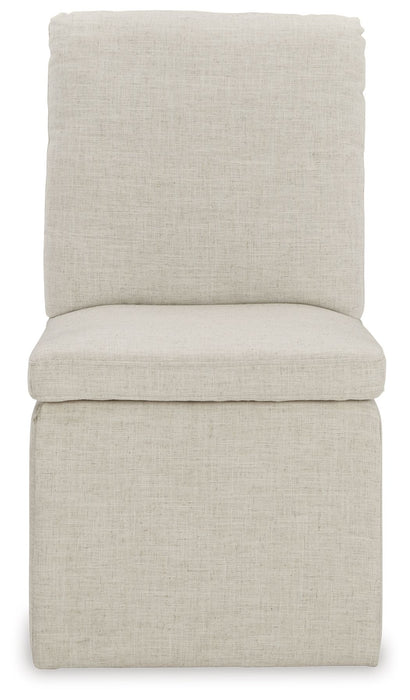 Krystanza - 9 Pc. - Dining Room Table, 8 Oatmeal Side Chairs - Weathered Gray
