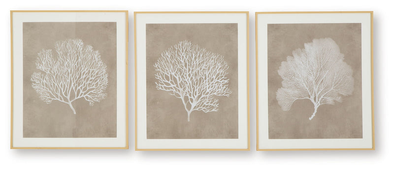 Hendridge - Wall Art Set (Set of 3) - Taupe / White