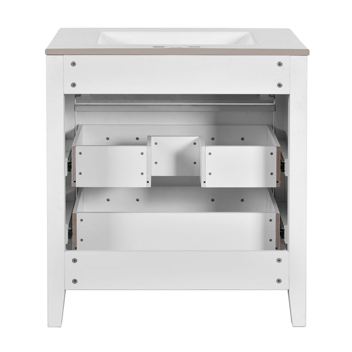 Retro Bathroom Vanity With Sink Combo, Free Standing Single Set With 3 Drawers