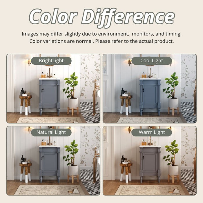 Bathroom Vanity With Sink, Storage Cabinet With Door, Drop In Sink, Compact Freestanding Design