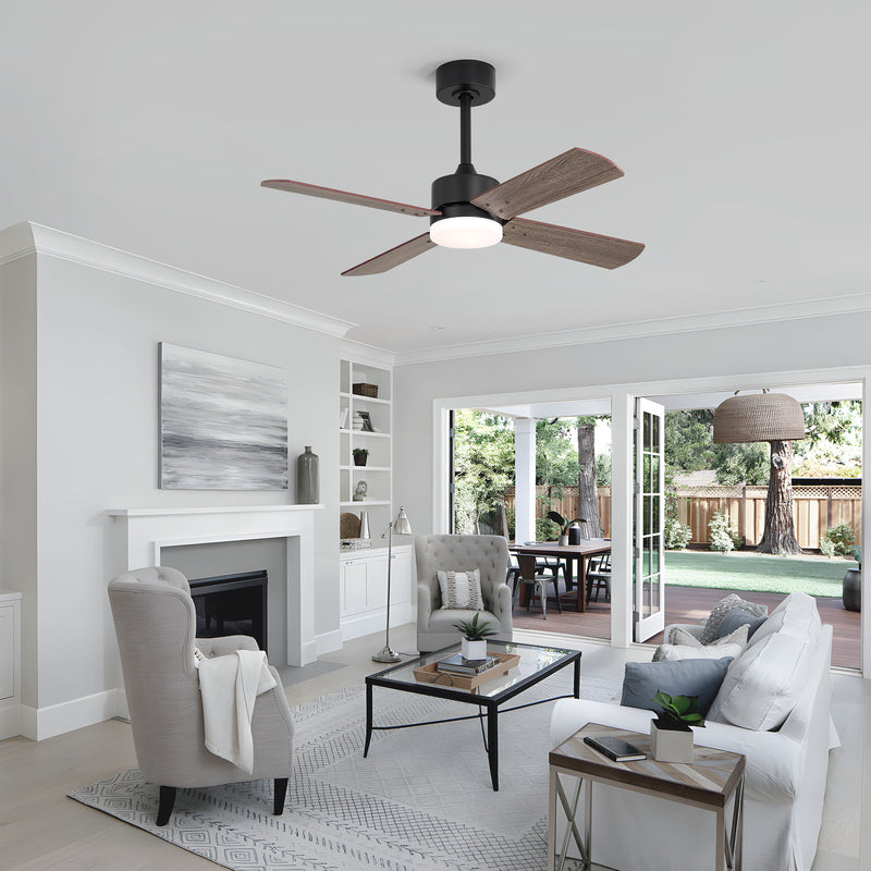 42" Ceiling Fan With Light And Memory Function, DC Reversible Motor, 4 Blades