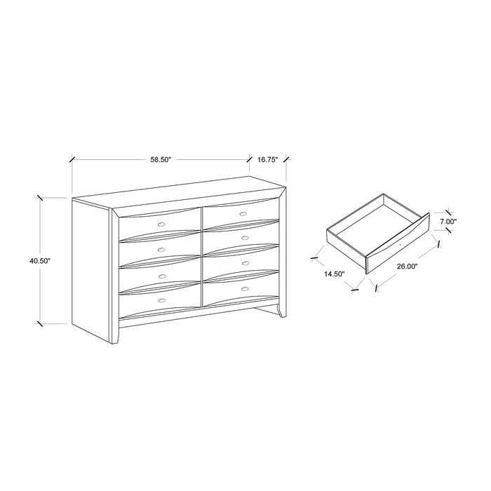 Lucille - 5 Piece Bedroom Set With Storage Drawers And Bookcase Headboard