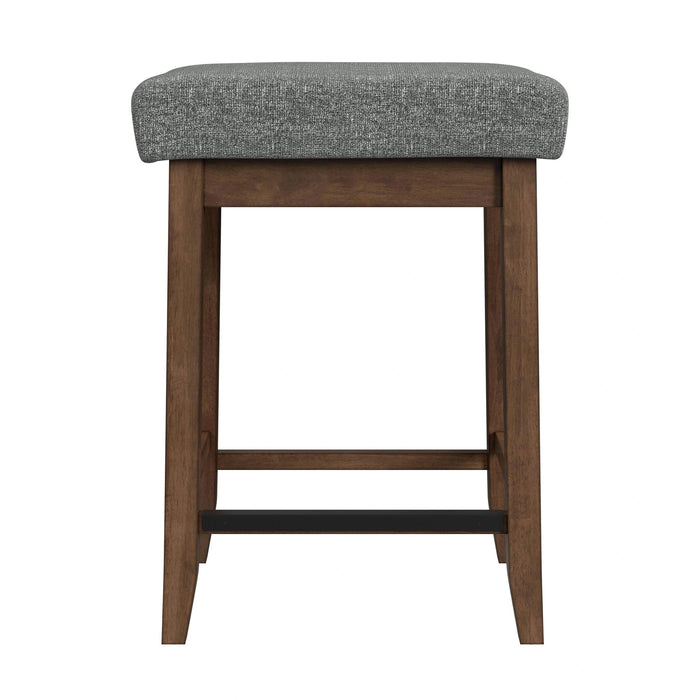 Santa Barbara Kitchen Island & 2 Counter Stools with Dark Grey Fabric in Walnut