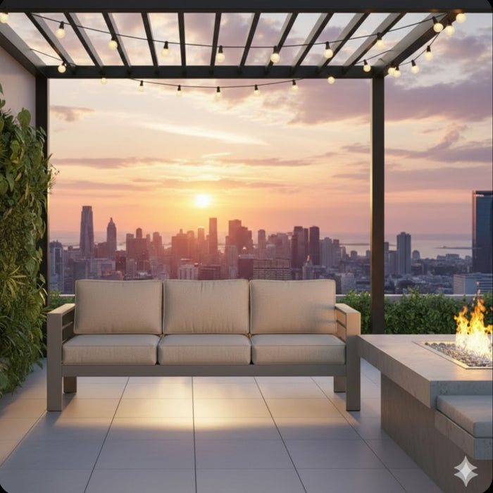 All-Weather Patio Sofa With Cushions, 3 Seat Outdoor Couch