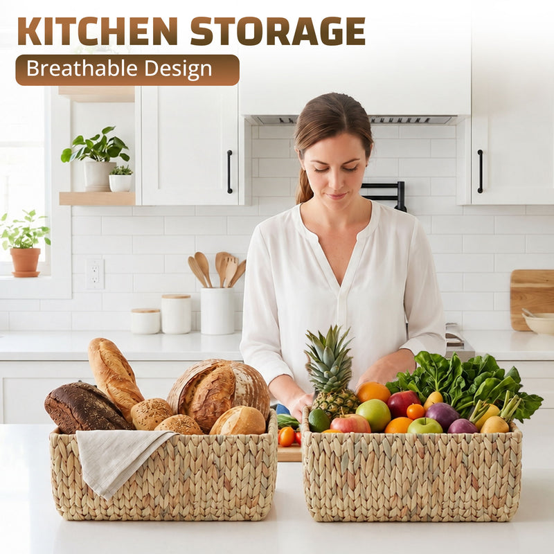 Storage Basket With Handles, Organizer Bin For Shelves Or Living Room - Light Brown