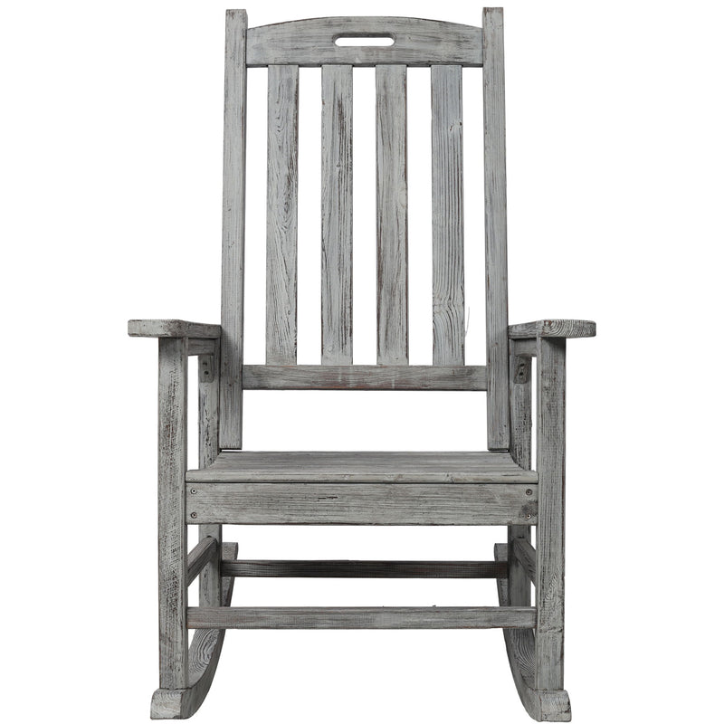 Oversized Porch Rocker Chair With Wide Seat And Tall Backrest