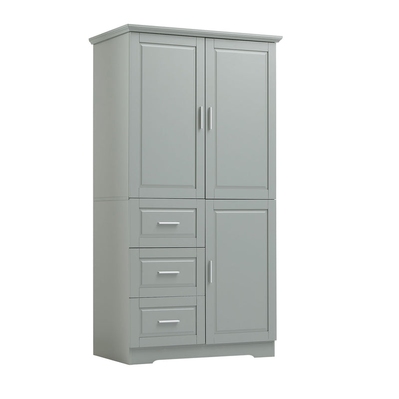 Tall And Wide Storage Cabinet With Doors, 3 Drawers