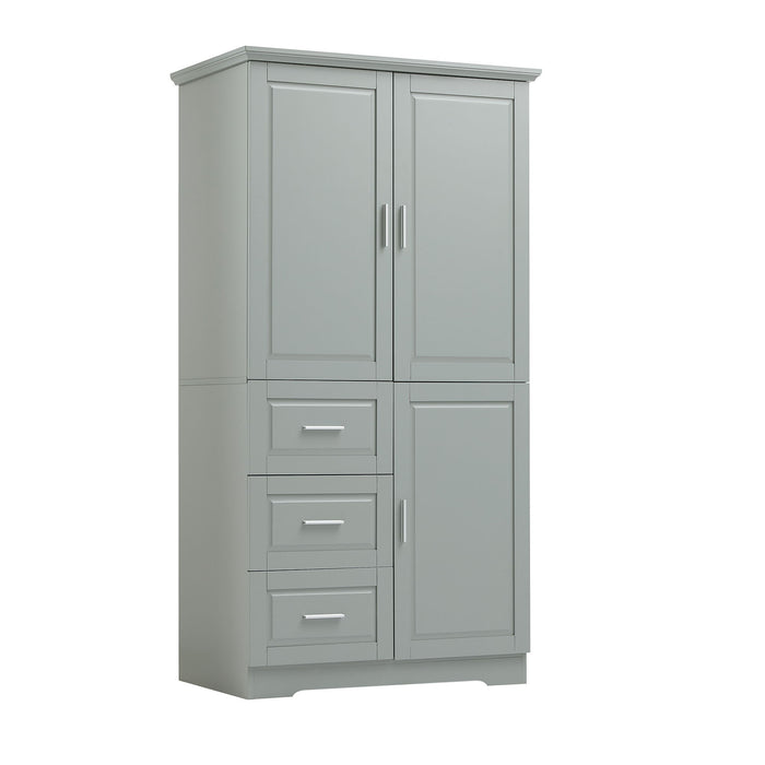 Tall Wide Storage Cabinet With Doors, 3 Drawers