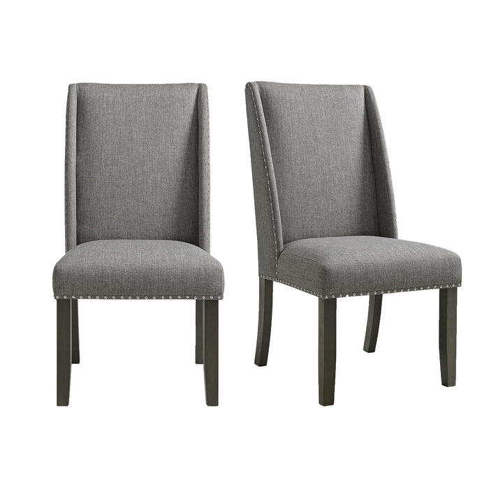 Everdeen - Side Chair With Gray Fabric and Nail Heads (Set of 2) - Charcoal