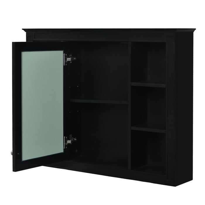 Bathroom Vanity With Mirror Cabinet, Single Sink With 2 Soft Closing Doors And 4 Drawers