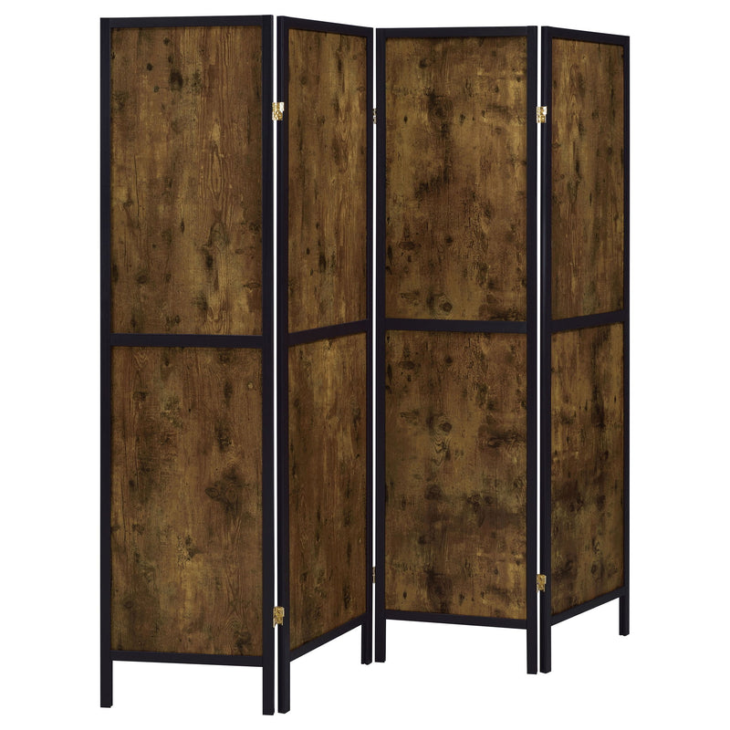 4 Panel Folding Screen, Space Divider - Brown