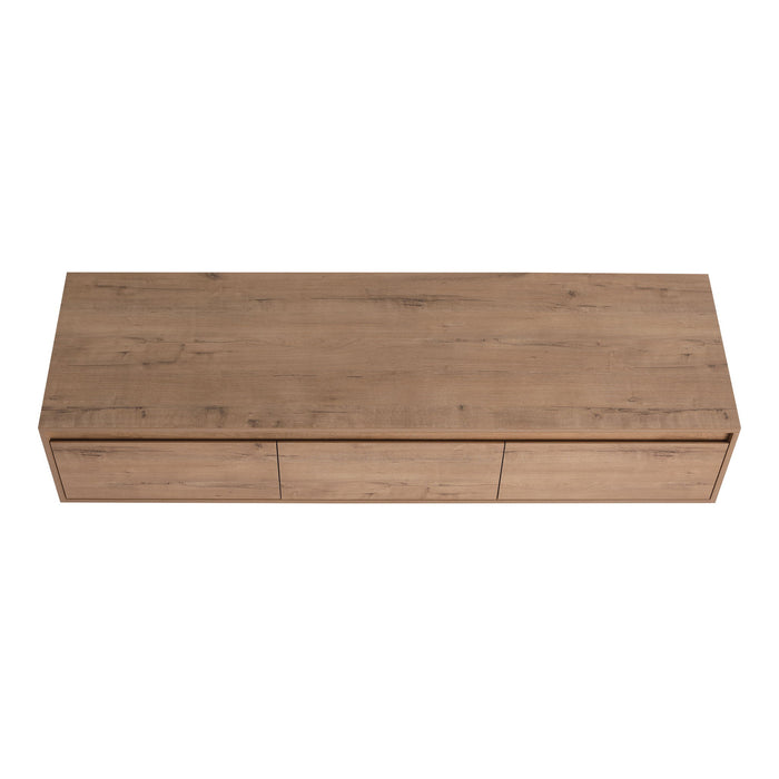 Modern Minimalist 60" Bathroom Cabinet With Soft Close Drawers And Floating Mounting Design - Imitative Oak